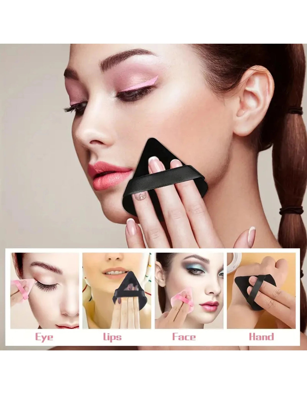50Pcs Mixing colors randomly Triangle Powder Puff For Loose Powder Liquid Cosmetic Soft Plush Powder Puff Makeup Foundation Puff