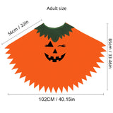 Halloween Party Adult Children's Pumpkin Costume Cloak Girl Pumpkin Shawl Boy Pumpkin Hat Headband Set Holiday Dress Up Cosplay