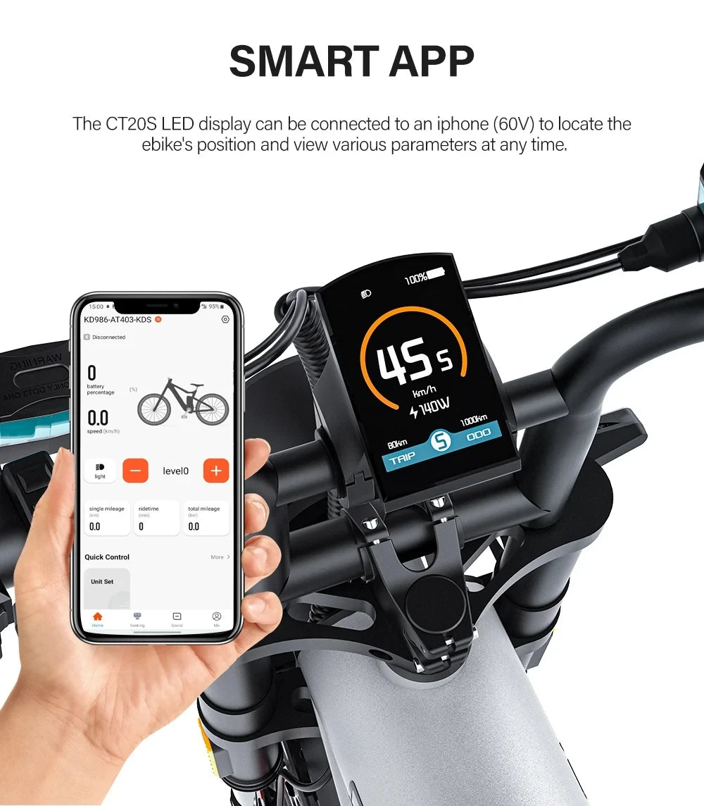 Bicicleta eléctrica para adultos Coswheel GT20S, 1500 W, 48 V, 27,5 Ah, para desplazamientos diarios, bicicleta de montaña eléctrica con neumáticos anchos de 20 pulgadas.