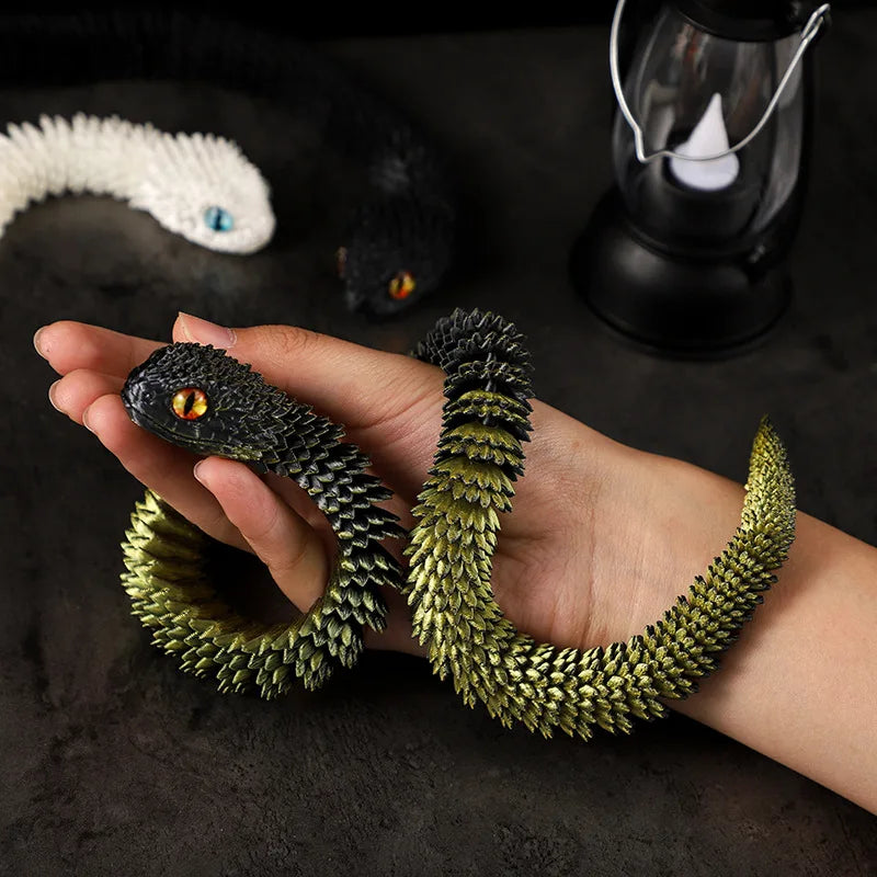 Snake Sculpture Articulated Snake Decor Articulated Animals Figurine with Movable Joints 3D Printed Model Home Desktop Ornament