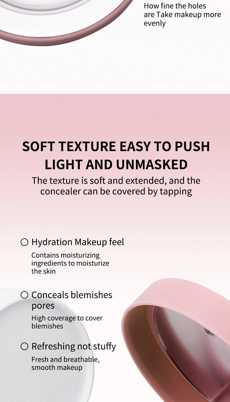 OCHEAL CC Cream Cushion Foundation Cream Corrector hidratante de larga duración Base BB Cream para maquillaje facial Corrector