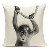 Black and White Cute Animals Cushion Cover - Animal Portrait Decoration Throw Pillow Case 45x45cm for Home Sofa Decor