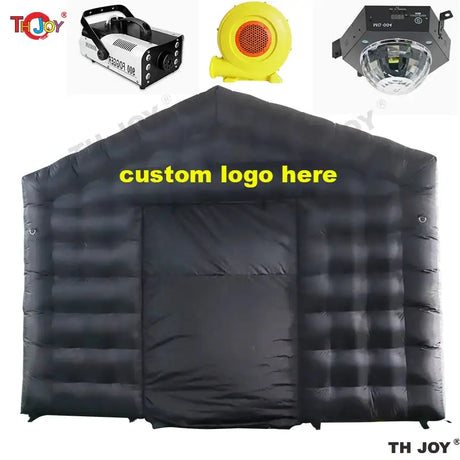 8x6m Black Inflatable Nightclub Tent with Disco Light N Fog Machine Portable Carnival Inflatable Party Tent House - Lootquake