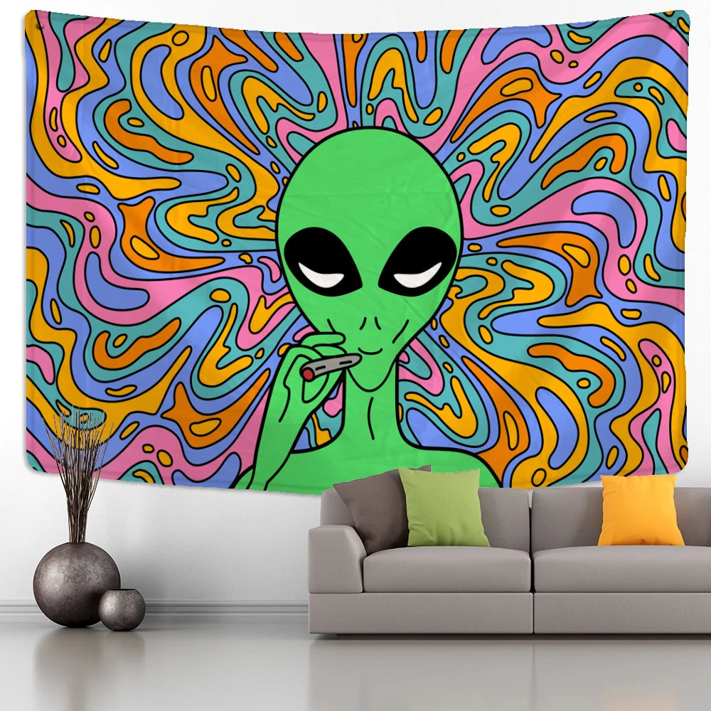 Psychedelic Vertigo Alien Tapestry Wall Hanging Abstract Hippie Tapies Witchcraft Mysterious Bohemian Dormitory Home Decor