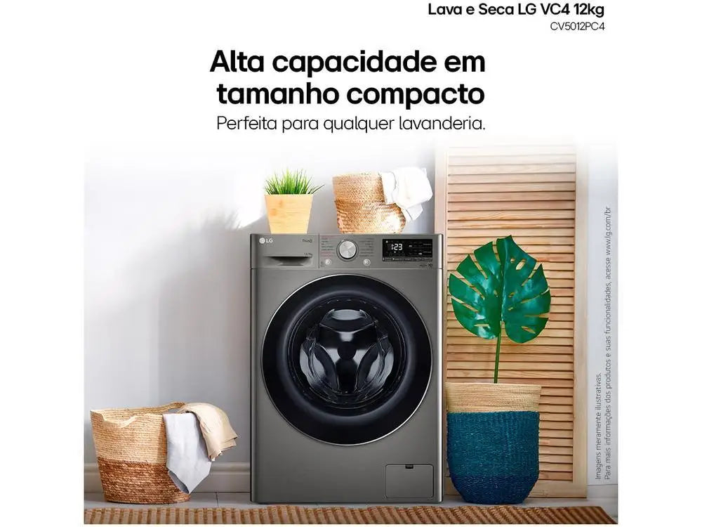 LG 12 kg Smart VC4 CV5012PC4 con Inteligencia Artificial Agua Caliente y Fría Plata - 220V