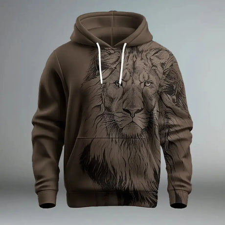 2024 Funny 3D Lion Printed Hoodies For Men Fashion Loose Sweatshirts Street Trend Harajuku Men's Clothes Autumn New Pullover - Lootquake