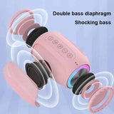 Altavoz Bluetooth rosa con potentes funciones, altavoz portátil Bluetooth para exteriores, resistente al agua, graves de 10 W, compatible con tarjeta TF