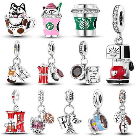 Coffee Cup Charms 925 Silver Beads For Woman Fit Original Bracelet Making Fashion Jewelry - Lootquake