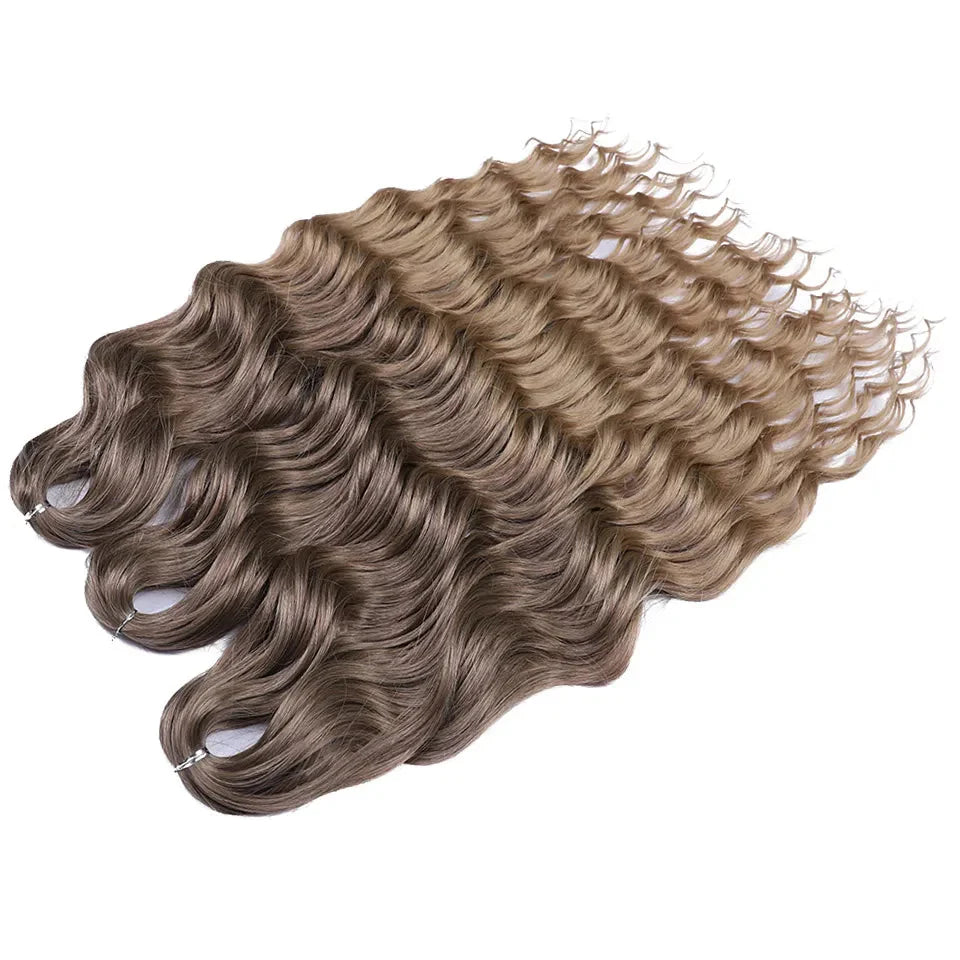 24" Orange Twist Crochet Hair | Synthetic Deep Wave Braiding Hair Extensions | Water Wave Hair | Heat Resistant Fiber | 60 Strands/Pack