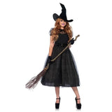 Halloween Gothic Black Witch Costume for Adult Women Purim  Cos Party Wizards Fancy Dress