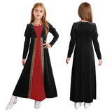 Girls Velvet Medieval Princess Dress Long Sleeve Renaissance Retro Robe Ancient Roman Long Dress for Halloween Carnival Party