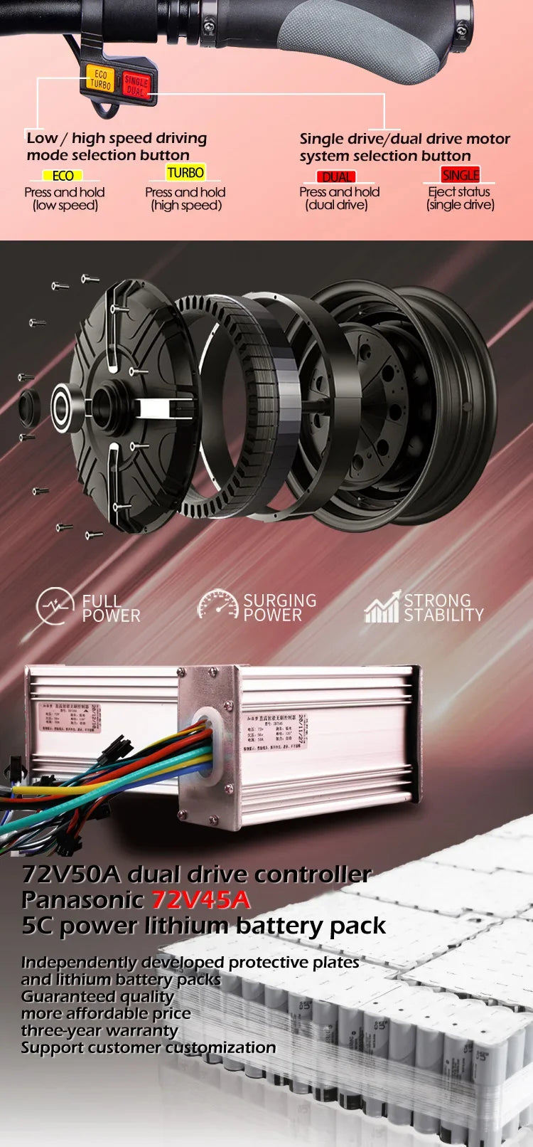 Dual Motor 10000W Top Electric Scooter 14 Inch Oversized Off-Road Tyres 72V-40AH Panasonic Brand Battery Maximum Speed 120KM/H