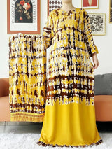 Vestido largo Abaya de algodón suelto de manga larga con estampado dashiki africano de nuevo estilo para mujer, vestido informal de verano