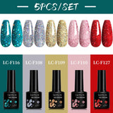 LILYCUTE 5Pcs/Set 7ML Red Brown Nail Gel DIY Nail Art Semi Permanent UV Gel Polish Long Lasting Design Manicure Kit Supplies