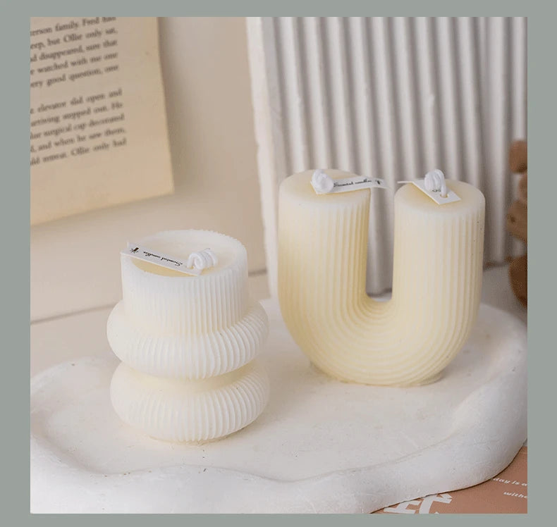 U Shaped Candle Scented Candles Ribbed Aesthetic Home Decorative Candles Smokeless Personalized Candles Guest Gift Lot