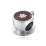 Dije de plata de ley 925 con forma de café, vino tinto, cafetera, copa de champán, compatible con pulseras colgantes originales, joyería DIY para mujer.
