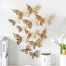 Lot de 12 autocollants muraux 3D en forme de papillon creux pour chambre à coucher, salon, décoration murale à faire soi-même, papier peint de mariage, décoration d'intérieur