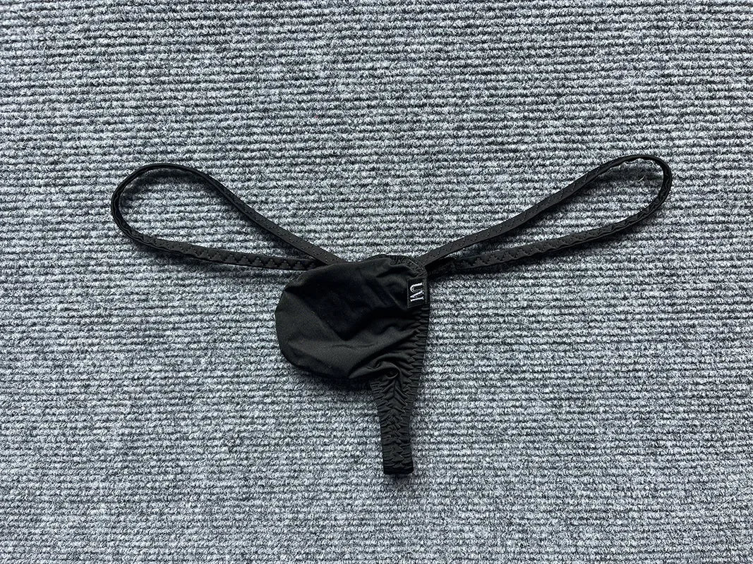 Mini Ice Silk G-string Men Sexy Underwear Low Rise Micro Bikini Trunks Bulge Pouch T-back Thongs Erotic Panties Soft Underpant - Lootquake