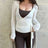 Ladies Yoga Workout Blouses Tees Women Cross Wrap Tie Crop Tops Fashion Long Sleeve Deep V Neck Solid Color Slim Fit T-Shirts - Lootquake