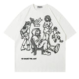 2024 Harajuku Cartoon Girl Cat Japanese Kanji Graphic T Shirt Streetwear Oversized Men T-Shirt Hip Hop Women Short Sleeve Tops - Lootquake