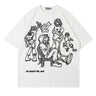 2024 Harajuku Cartoon Girl Cat Japanese Kanji Graphic T Shirt Streetwear Oversized Men T-Shirt Hip Hop Women Short Sleeve Tops - Lootquake