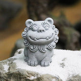 1 Pair Chinese Legend God Beast Statue Cute Gatekeeper God Stone Sculpture Spirit Beast Lion Gardening Fish Tank Micro Landscape