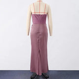 Sexy Strapless Patchwork Long Dress Women Slim Sleeveless Pleated Mermaid Dresses 2025 Spring Summer Lady Evening Solid Robe - Lootquake