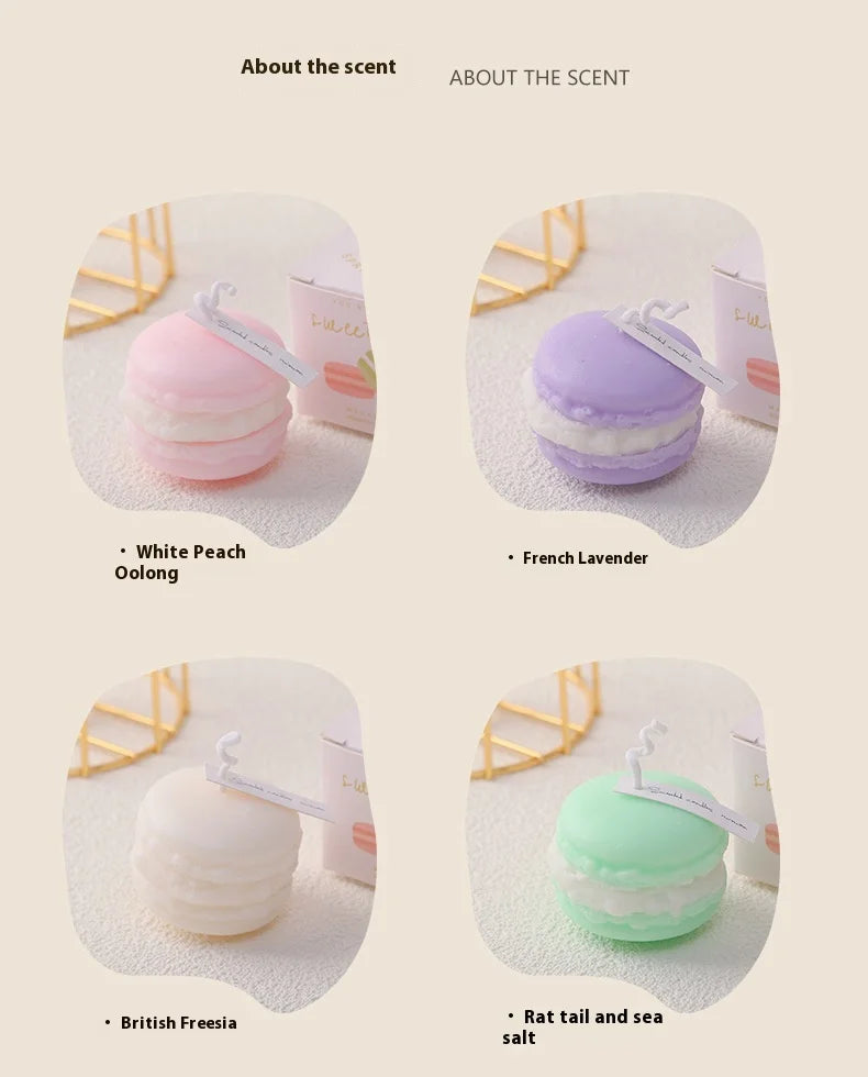 Velas de aromaterapia con diseño creativo de macarrones (2025), colección de fragancias para el hogar, adornos decorativos, regalos de Navidad y cumpleaños.