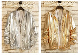 Mens Windbreaker Jackets Nightclub Stage Party Jackets Costume Streetwear Harajuku Hip Hop Reflective Jacket Gold Fashion Coats - Lootquake