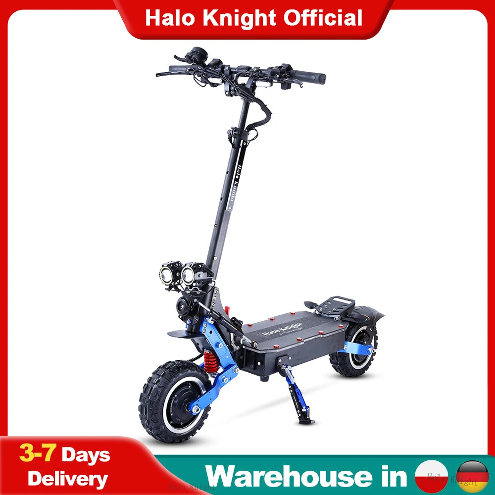 Halo Knight T108Pro - Patinete eléctrico para adultos (60 V, 6000 W, 38,4 Ah, todoterreno, 95 km/h, plegable, potente)