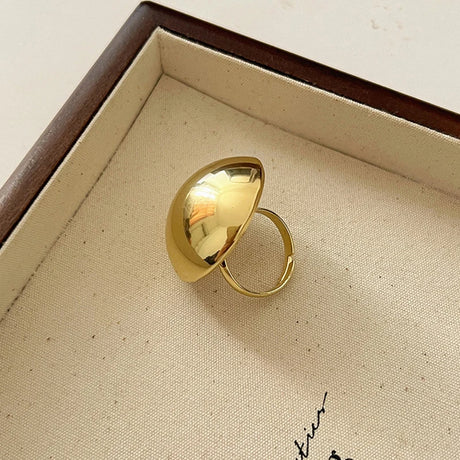 New Trendy Metal Glossy Ball Shape Ring for Women Men Europe America Round Semicircle Personality Hip-Hop Punk Jewelry Accessory - Lootquake