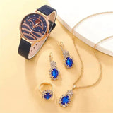 5pcs Set Women Fashion Quartz Watch Female Clock Moon Dial Luxury Brand Design Women Watches Simple Ladies Watches - Lootquake