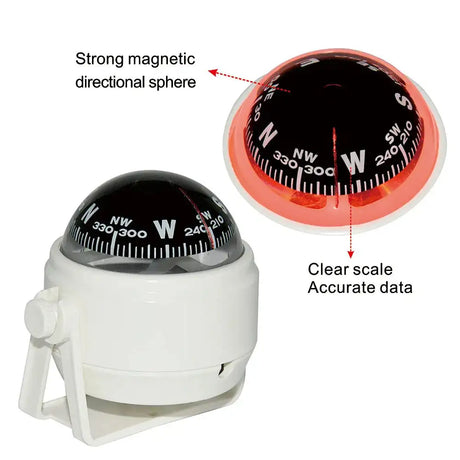 Navigation Car Compass For Marine Car Boat Pivoting Electronic LED Light Guide Ball Vehicle Navigation Tool Compass Accessories - Lootquake