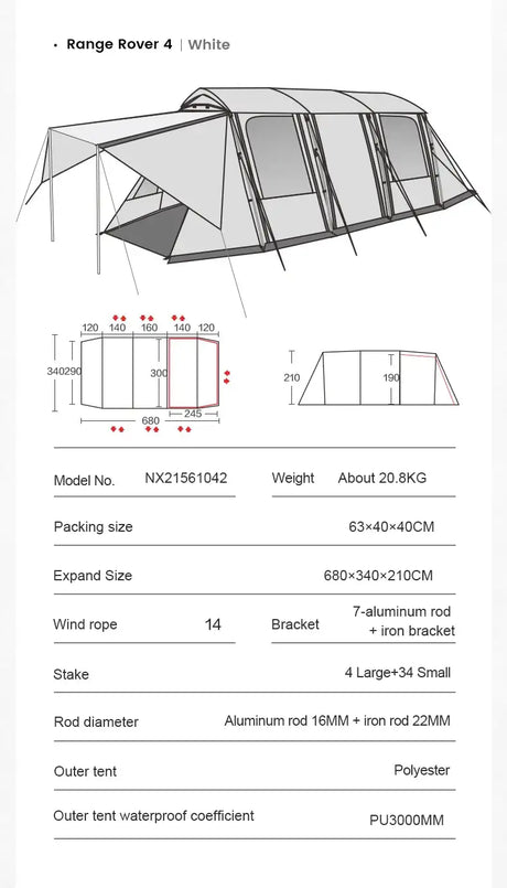 MOBI GARDEN Camping LS4 Tunnel Tent Living Shell Tent Large Blow Tent Invite Space Two Bedrooms - Lootquake