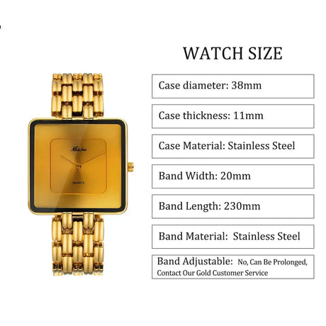 MISSFOX Brand Wristwatch Minimalist Fashion Quartz Watches Classic Design Square Dial Waterproof Stainless Steel Watch For Gift - Lootquake