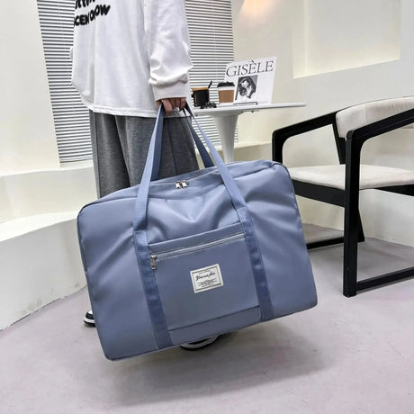 1pc Pink/Blue/Grey Travel Large Capacity Storage Bag Zipper Portable Sports Bag Versatile Gym Handbag Small, Medium, and Large - Lootquake