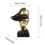 ERMAKOVA New Statues Silence is Gold Figurines Resin Retro Home Decor for Office Gifts Living Room Abstract Face Sculptures