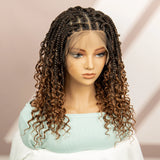 99J Burgundy Knotless Box Braids Wig with Curly Ends | Full Lace