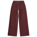 FINEWORDS Retro Angela Red Winter Jeans Women Thicken Cashmere High Waist Baggy Jeans Streetwear Casual Wide Leg Denim Pants - Lootquake