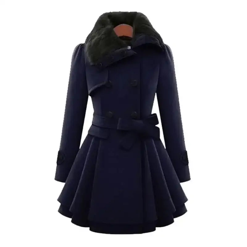 Winter Women's Jacket Windbreaker Warm Plush Thick Clothes Double Breasted Belt Autumn And Winter Korean Style Slim Lapel Coat - Lootquake