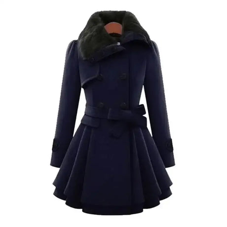 Winter Women's Jacket Windbreaker Warm Plush Thick Clothes Double Breasted Belt Autumn And Winter Korean Style Slim Lapel Coat - Lootquake