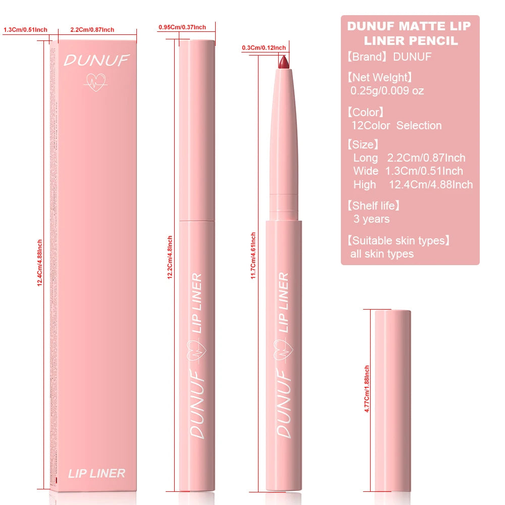 12-Color Luxury Matte Lipliner - Waterproof, Moisturizing,Long-Lasting,Non-Stick,Perfect Versatile Shades for All Skin Types