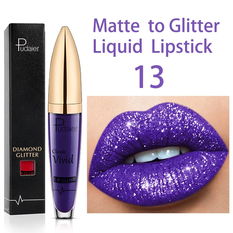 Diamond Shimmer Pearlescent Lip Gloss Waterproof Long Lasting Non-stick Cup Matte Glitter Liquid Lipstick Lip Glaze Lips Make Up