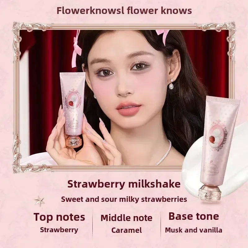 Crema labial Flower Knows Strawberry Cupid Cake, barra de labios hidratante mate, maquillaje de labios suave y sedoso, cosméticos profesionales.