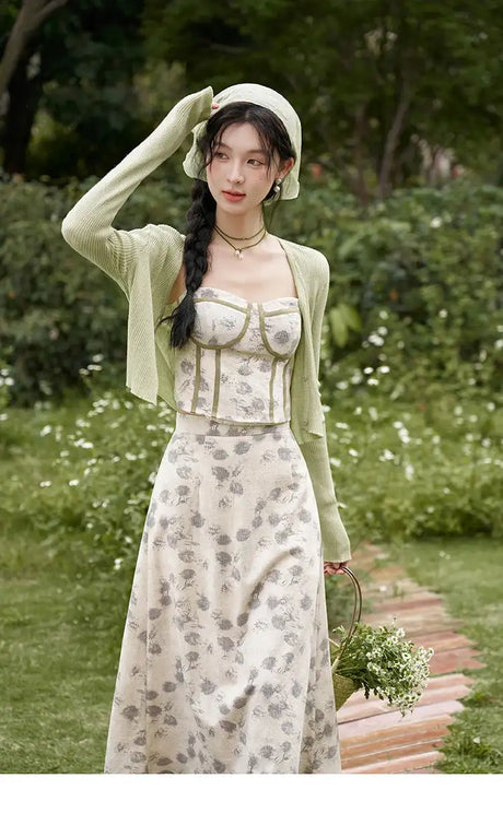 MISHOW Floral Camisole Skirt Separately Summer Adjustable Shoulder Straps Sleeveless Top Back Elastic Waist Skirts MXD14D0026 - Lootquake
