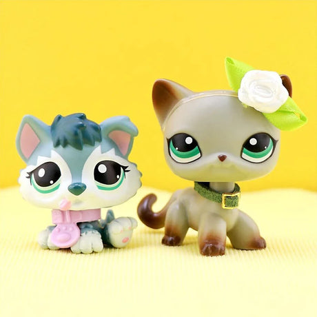 Mini 2pcs Lot Pet Shop Dogs and Cats Collectable With Accessories Best Gift For Kids Toy - Lootquake