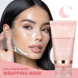 Mascarilla de colágeno desprendible. Mascarilla envolvente nocturna de colágeno. Mascarilla hidratante de colágeno hidrolizado. Cuidado de la piel coreano.