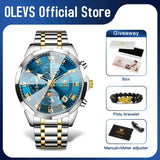 OLEVS 3675 Mens Watch Original Multifunctional Chronograph Quartz Watch Moon Phase Watches For Men Waterproof Mens Gifts Reloj - Lootquake