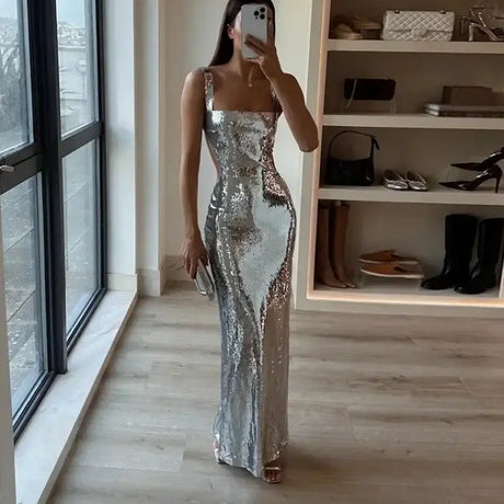 Women's Dresses Fashion Summer Suspender Backless Glitter Long Dress for Women - Lootquake
