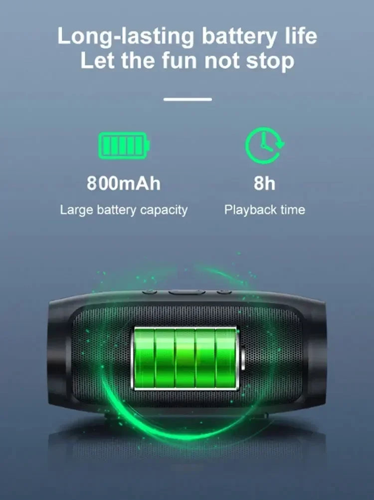 Altavoz Bluetooth con doble altavoz estéreo para exteriores, reproducción TFSB, transmisión de voz FM, subwoofer portátil, altavoz inalámbrico 5.0